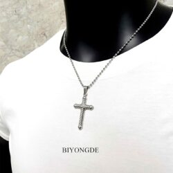 BIYONGDE Knot Cross Necklace Pendant, 20 Inches Chain Necklace, Mens Womens, Stainless Steel, Minimalist - Image 4