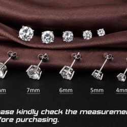 jiamiaoi 18K White Gold Plated CZ Cubic Zirconia Simulated Diamond Sparkly Round Stud Earrings 925 Sterling Silver 4mm to 8mm Fine Jewelly for Women Men - Image 7