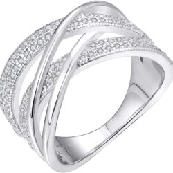YL Twisted Knot Rings 925 Sterling Silver Criss Knot Ring 18k White Gold Plated Cubic Zirconia Infinity Statement Rings for Women