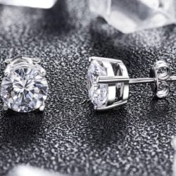 jiamiaoi 18K White Gold Plated CZ Cubic Zirconia Simulated Diamond Sparkly Round Stud Earrings 925 Sterling Silver 4mm to 8mm Fine Jewelly for Women Men - Image 2
