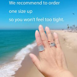 Statement Rings For Women - Stylish Sterling Silver Rings - 925 Silver Promise Rings For Her - Waterfall Theme Hammered Ring - Handmade Designer Mediterranean Jewelry, 17mm Width, Size 4-12 - Image 3