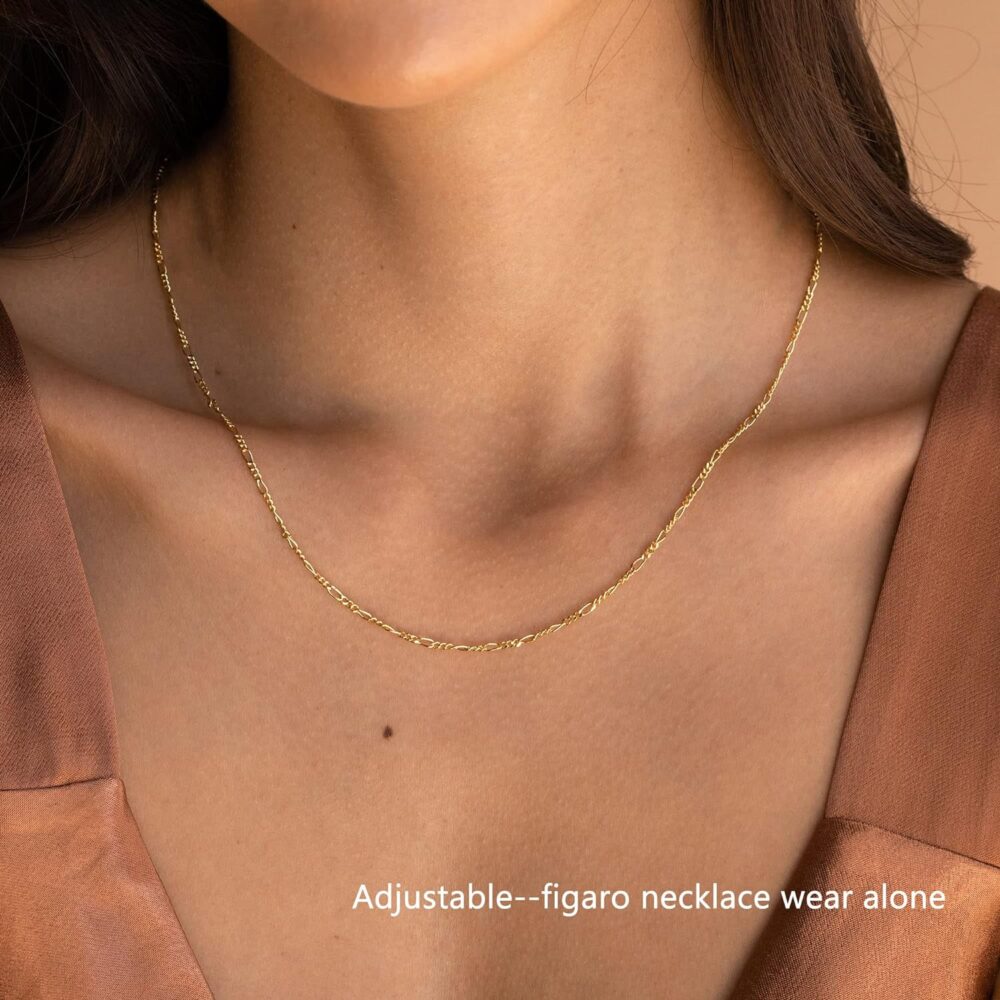 Herringbone Necklace For Women,14k Gold Plated Layered Gold Necklaces Dainty Gold Herringbone Necklace Chunky Thin Paperclip Snake Chain Choker Necklace For Women Girls Gold Jewelry Gifts - Image 9