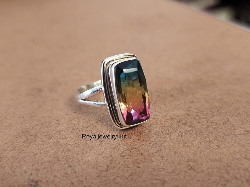 Multi Color Tourmaline Quartz Ring, 925 Solid Sterling Silver Ring, Handmade Boho Ring, Gemstone Ring, Gift for Her, Women Ring, All Ring US Size - Image 3