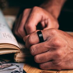 Memento Mori Ring - Stainless Steel Skull Ring For The Practicing Stoic - Black Momento Mori Ring With Minimalist Logo Design, Pinky Ring For Men Women - Image 8