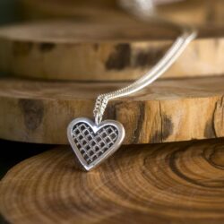 Unique Heart Pendant Necklace, Short 925 Sterling Silver Romantic Grid Heart Necklace, Cool and Trendy Minimalist Layering Style, Delicate Dainty Handmade Artisan Jewelry for Her by HeartAttackOM - Image 7