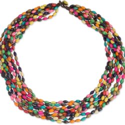 Handknotted Wood Torsade Necklace: Multicolor Beaded Jewelry, Stone Upcycled Thailand - Image 5