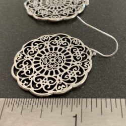 Filigree Floral Medallion on Sterling Silver Dangle Earrings Women Handmade Sundance Dreams Designs Boho - Image 2