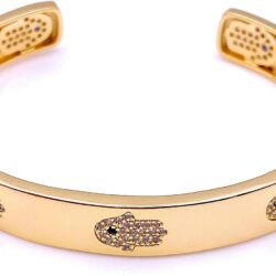 LESLIE BOULES 18K Gold Plated Hamsa Hand Cuff Bracelet for Women Fashion Jewelry - Image 4