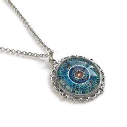 Blue Mandala Necklace - Bohemian Pendant for Women - Handmade Meditation Jewelry - Image 3