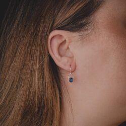 Tiny Blue Kyanite Gemstone Spinner Orbit Earrings | Tiny Little Boho 925 Sterling Silver Dangle Drop Earrings For Women and Girls - Image 3
