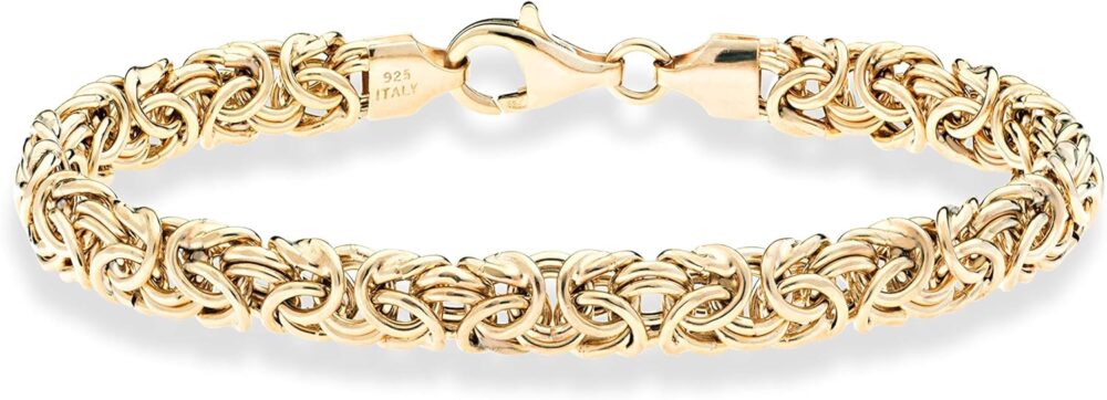 Miabella Italian 18K Gold Over Sterling Silver Byzantine Bracelet for Women, Handmade in Italy