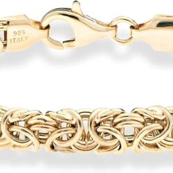 Miabella Italian 18K Gold Over Sterling Silver Byzantine Bracelet for Women, Handmade in Italy