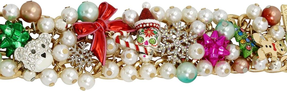 Betsey Johnson Womens Christmas Pearl Statement Bracelet - Image 2