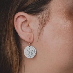 Hammered Disc Dangle Earrings | Large Round Circle Textured Drop Earrings in Silver, Gold, or Rose Gold (Sterling Silver) - Image 4