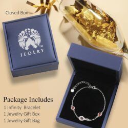 Infinity Birthstone Bracelet for Women Platinum Plated Silver Charm Bracelet Gift for Her Infinity Created Gemstone Love Bracelet with Birthstones - Image 6