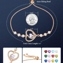 Birthstone Bracelet for Women Mothers Day Gifts 925 Sterling Silver Tennis Bracelet Luxurious I Love You Women Bracelets Jewelry Mothers Birthday Gifts for Wife, Adjustable Chain Length 9.1 - Image 6