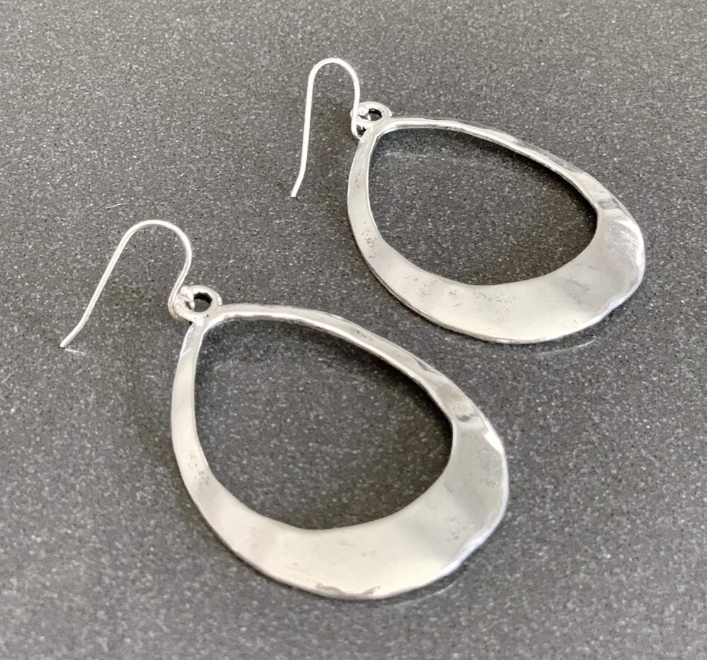 Large Teardrop Hoop on Sterling Silver Earrings Bohemian Boho Statement Jewelry - Image 4