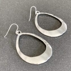 Large Teardrop Hoop on Sterling Silver Earrings Bohemian Boho Statement Jewelry - Image 4