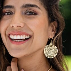 INK+ALLOY Boho Earrings for Women, Gold Disc Drop Earrings, Gretchen Brass Metal Large Statement Trendy Summer Earrings, Hypoallergenic Handmade Jewelry for the Modern Bohemian, 2.5-Inch - Image 2