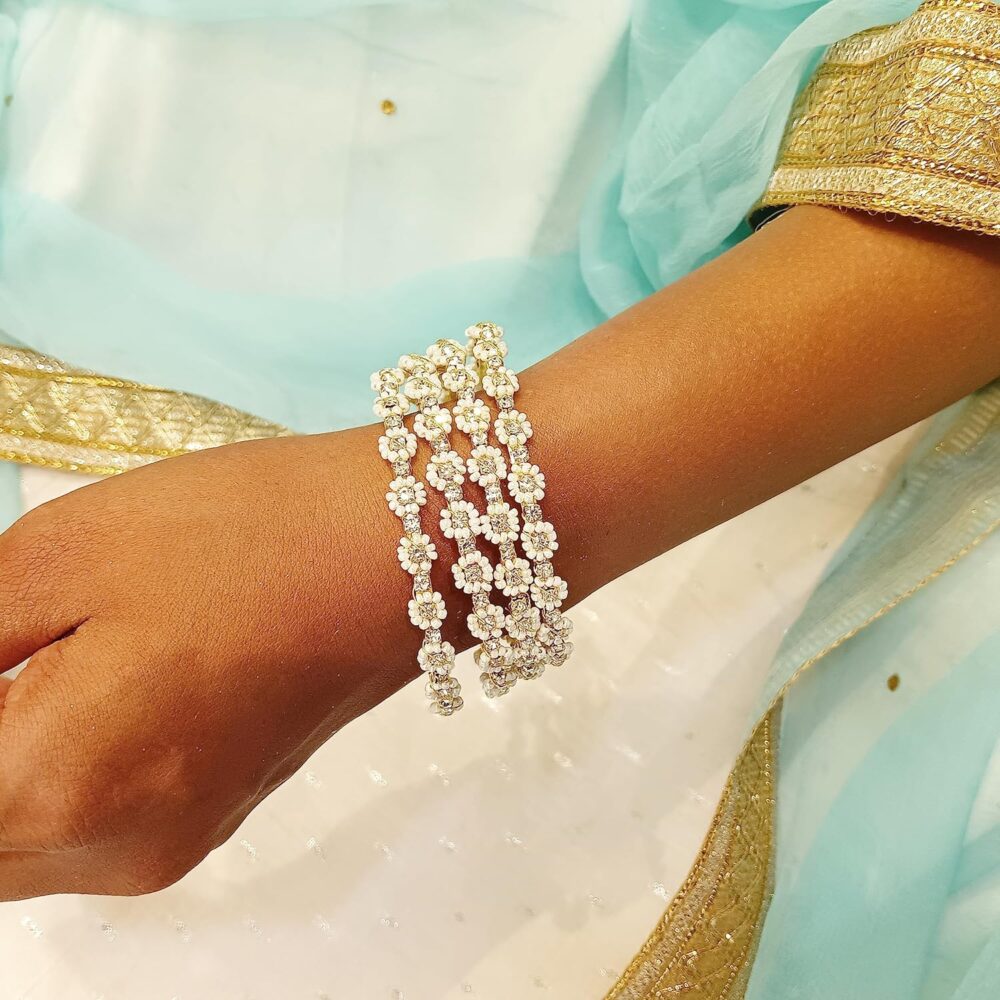 Efulgenz Indian Style Bollywood Traditional Faux Pearl Stone Wedding Bracelet Bangle Set Jewelry - Image 5