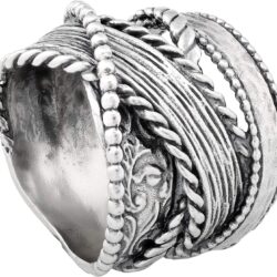 Paz Creations 925 Sterling Silver Wrapped Band Ring, Spiral Statement Rings For Women, Street Style Jewelry, Gift Ready For Her