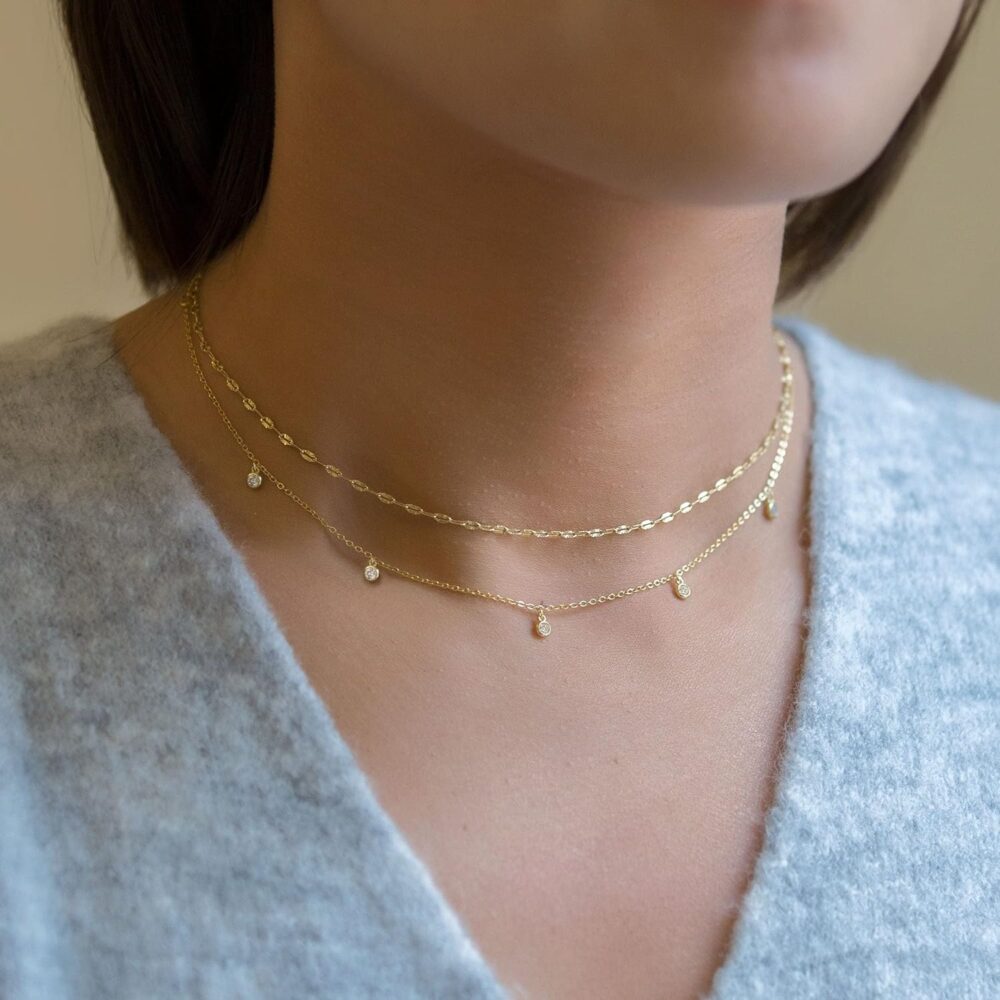 CHESKY Dainty Gold Necklace for Women, Trendy 14k Gold Plated/Sterling Silver Satellite Choker Necklace Thin Beaded Layered Choker Necklaces Discs Paperclip Chain Necklaces Womens Simple Jewelry Gift - Image 6