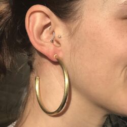 Everybody's Favorite Large 2.5 Inch Tubular Lightweight Statement Hoop Earrings in Brush Gold Plated - Image 4