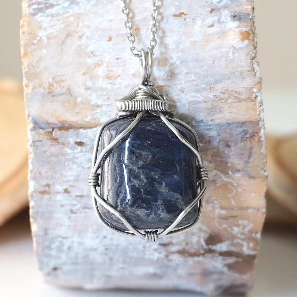 Handmade Women’s Sapphire Necklace 24 Inch Chain White Gold Plated, September Birthstone - Image 2