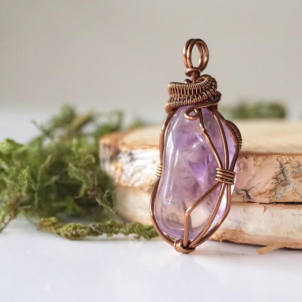 Handmade Amethyst Necklace - 24 Inch Chain, Antique Bronze, February Birthstone - Image 8