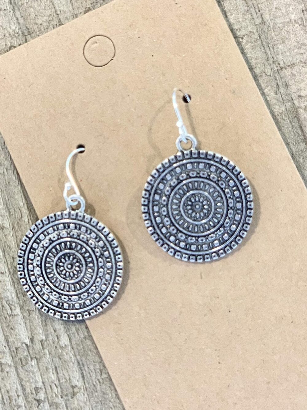 Bohemian Handmade Sterling Silver Medallion Earrings - Image 2