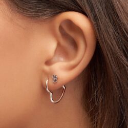 PANDORA Asymmetrical Heart Hoop Earrings - Minimalist Hoop Earrings - Stunning Women's Earrings - Great Gift for Her - 14k Rose Gold - Image 4