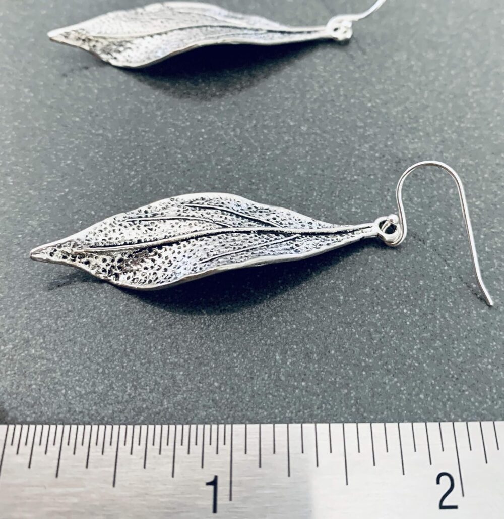 Wavy Leaf on Sterling Silver Dangle Earrings Bohemian Boho - Image 8