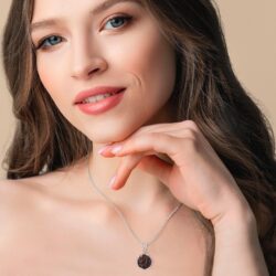 925 Sterling Silver Black Opal Vintage Style Round Pendant; Lab Created October Birthstone; Dainty Black Stone Pendant; Handmade Antique Style Black Opal Necklace For Women - Image 4