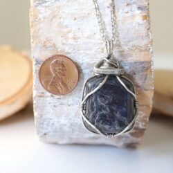 Handmade Women’s Sapphire Necklace 24 Inch Chain White Gold Plated, September Birthstone - Image 6