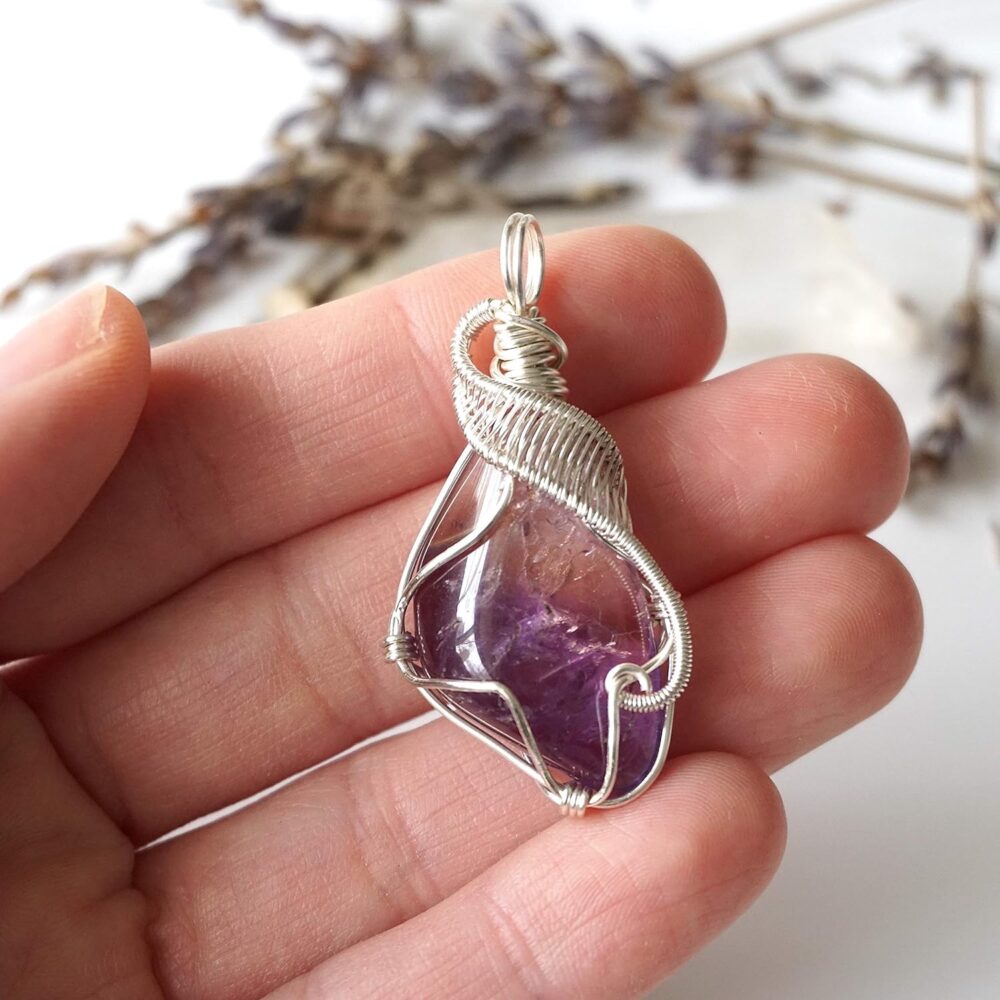 Designs by Nature Gems Handmade Women’s Ametrine Necklace 24 Inch Chain Silver Plated, February Birthstone - Image 7