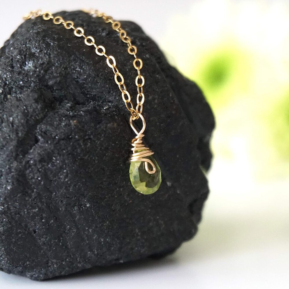 Designs by Nature Gems Handmade Women’s Peridot Charm Necklace 18 inch Chain Gold Filled, August Birthstone - Image 7