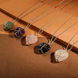 Heart Necklace for Women, Handmade Green Aventurine Crystal Pendant Birthstone Necklaces for Chakra Healing Good Luck Meditation, Tree of Life Crystal Jewelry Birthday Gifts for Women and Men - Image 8