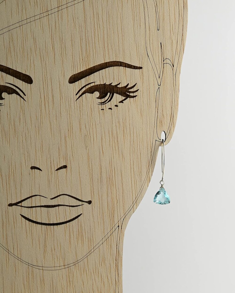 Handmade Dangle Earrings for Women - Aquamarine Blue Quartz Sterling Silver Earrings in Gift Box - Sparkly Blue Quartz Trillion - Lightweight Dangling Earrings - Trendy Long Dangly Drop Earrings - Image 7