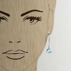 Handmade Dangle Earrings for Women - Aquamarine Blue Quartz Sterling Silver Earrings in Gift Box - Sparkly Blue Quartz Trillion - Lightweight Dangling Earrings - Trendy Long Dangly Drop Earrings - Image 7