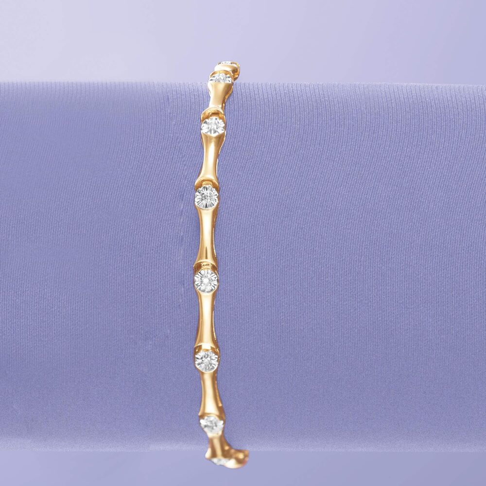 Ross-Simons 0.12 ct. t.w. Diamond Station Bracelet in 18kt Gold Over Sterling. 8.5 inches - Image 3