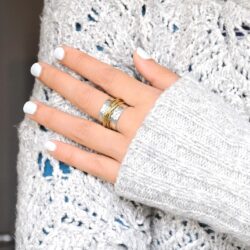 Boho-Magic 925 Sterling Silver Band Ring for Women with Brass Wrap Wide Statement Ring - Image 6
