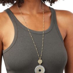 Lucky Brand Two Tone Tribal Pendant Necklace, 30" + 1.5" Extender - Image 2