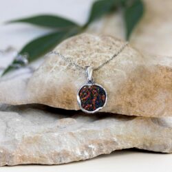 925 Sterling Silver Black Opal Vintage Style Round Pendant; Lab Created October Birthstone; Dainty Black Stone Pendant; Handmade Antique Style Black Opal Necklace For Women - Image 5