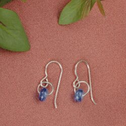 Tiny Blue Kyanite Gemstone Spinner Orbit Earrings | Tiny Little Boho 925 Sterling Silver Dangle Drop Earrings For Women and Girls - Image 5