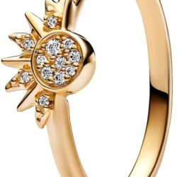 Pandora Celestial Sparkling Sun Ring - Gold-Plated Ring for Women - Layering or Stackable Ring - Gift for Her - 14k Gold with Clear Cubic Zirconia - With Gift Box - Image 2