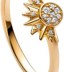 Pandora Celestial Sparkling Sun Ring - Gold-Plated Ring for Women - Layering or Stackable Ring - Gift for Her - 14k Gold with Clear Cubic Zirconia - With Gift Box - Image 3