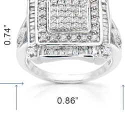 NATALIA DRAKE 1 Cttw Diamond Ring for Women in Rhodium Plated 925 Sterling Silver Color Square Statement Jewelry - Image 5