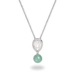 Heart Jade Necklace 925 Sterling Silver, Bigger Pendants Necklace Green Jade Necklace Pendant Necklace,Handmade Birthday Gift for Women (Hollow Jade)