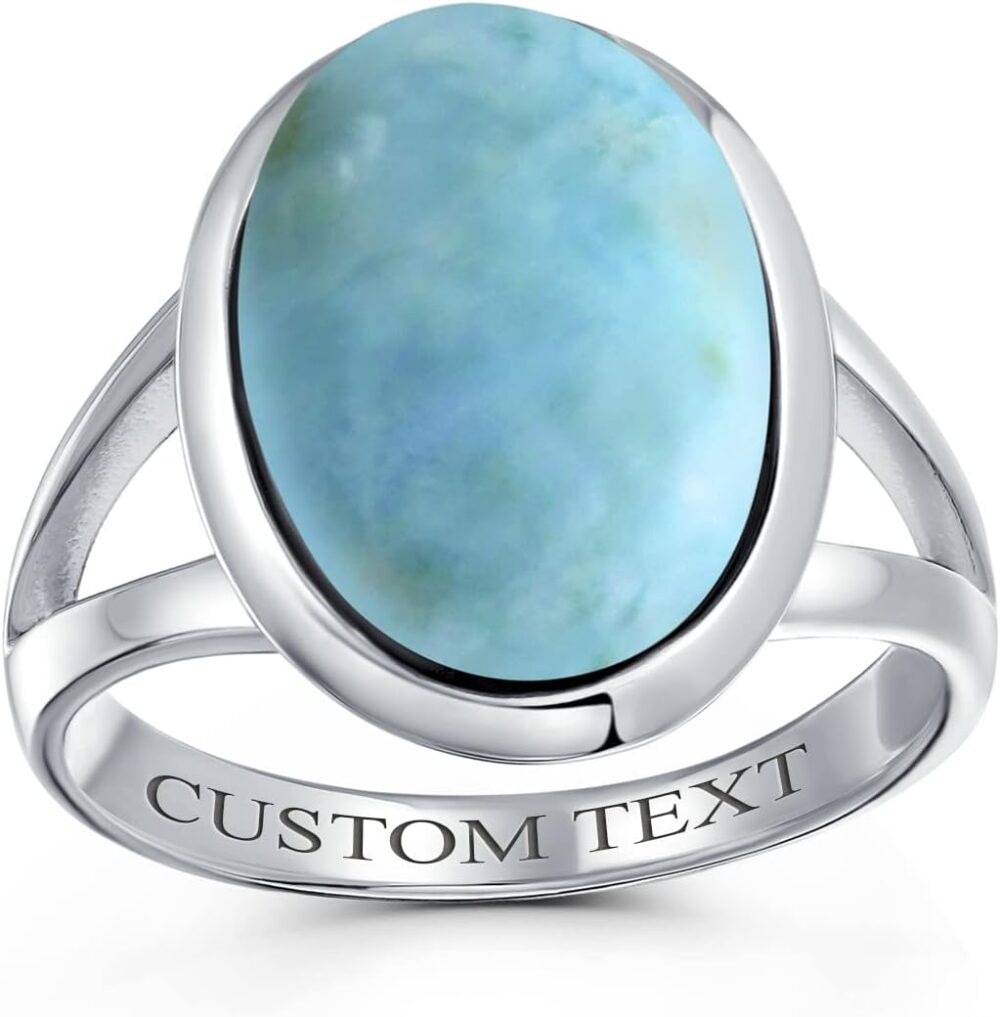 Bling Jewelry Personalized Large Oval Cabochon Bezel Gemstone Split Shank Boho Statement Pink Quartz Labradorite Moonstone Ring For Women Teen .925 Sterling Silver Customizable - Image 5