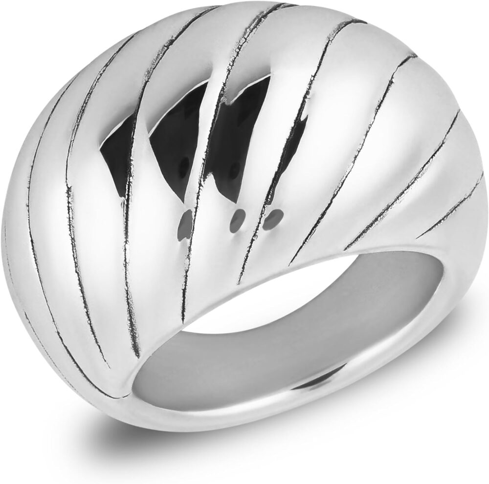 MAX + STONE Boho Sterling Silver Large Cocktail Ring for Women | Chunky & Hypoallergenic 925 Sterling Silver Rings in Various Styles | Sizes 6-8